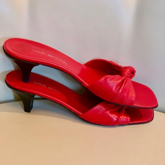 Via Spiga Genuine Leather Sandals Red - Picture 2 of 5